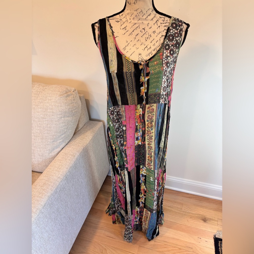 Vintage 1990s TRANSIT sleeveless patchwork maxi dress size 2